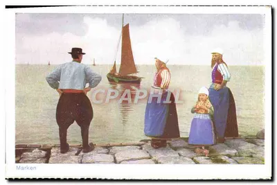 Família em Marken — vista da costa — editor D.R.M. n° 167