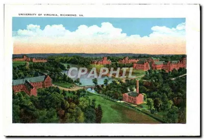 Universidade da Virgínia, Richmond, VA. — Visão aérea dos edifícios e do lago