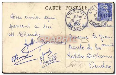 Ilha de Yeu (Vendée) — A Gruta dos Achatados — Cliché Couturier, n°105 — Verso