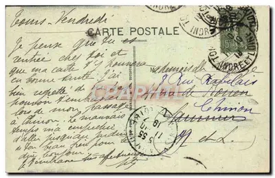Tours (I.-et-L.) — Katedra Świętego Gatiana zbudowana przez 3 wieki, od 1170 do 1547; wieża północna o wysokości 70 m. Wieża południowa 69 m. A.P. — Rewers