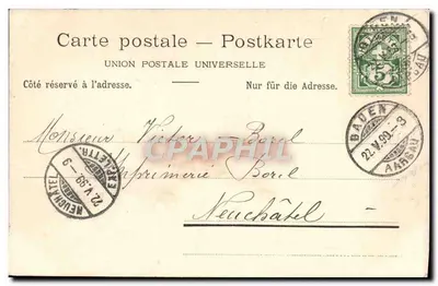 Kursaal de Baden — Baden, Suíça — Editor: Coleção de Phototype, Neuchâtel (Suíça) — Verso