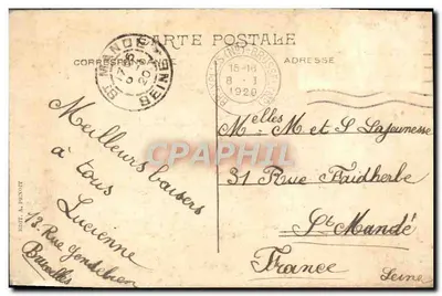Brussel - Place de la Bourse — uitzicht op de grote winkels en trams — uitgever A. Penot, n° 51 — Achterkant