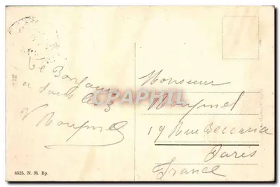 Stara pocztówka Budapeszt Widok na rzekę Dunaj z ogródka — Rewers