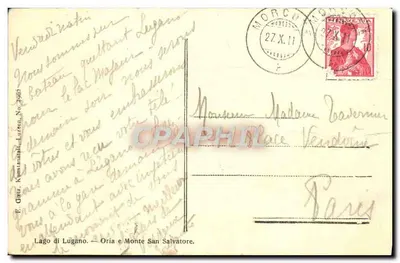 Lago di Lugano — Oria — Verlag E. Greiz, Nr. 2965 — Rückseite