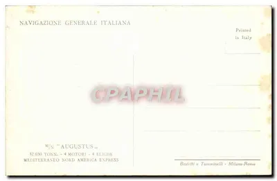 M/S Augustus — Nave da linea — Navigazione Generale Italiana — Verso