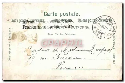 Vevey — Widok z Mont-Pelérin — Fischer Frères, Vevey, nr 6762 — Rewers