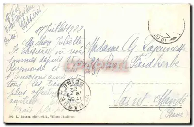 La Dent du Midi — vista alpina — L. Bütner, fot.-édit., Villars-Chesières, n°592 — Verso