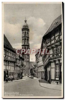 Braunschweig — Alte Waage com Igreja de São Andrés — Rudolf Sauermann, Papierwaren, Braunschweig