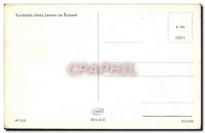 Castelo turístico Lenora na Šumava — editor ORBIS, n° FP 816 — Verso