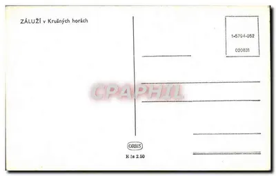 Záluží v Krušných horách — vista da rua com edifício com letreiro 'MAČNA' — editor ORBIS, n° de série 1-5794-052 — Verso