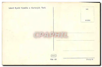 Lázně Kyselka — widok budynków i parku — wydawca ORBIS, nr 165 — Rewers