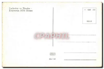 Hotel Slezan — Karlovice ve Slezsku — editor ORBIS, número de série 1-4288-253 — Verso