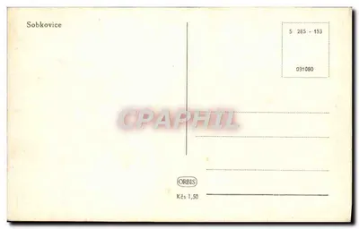 Sobkovice — panoramowy widok wsi — wydawca ORBIS, numer seryjny 5 285 - 153 — Rewers
