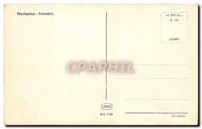 Mechanice - Náměstí — widok ulicy z sklepem 'KLEPNÍSTVÍ JOSEFÍKUNST' — wydawca ORBIS, n° 871/15 — Rewers