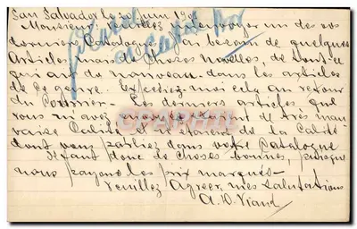 Entier postal Salavador 1905 para o Sr. Claverie Faubourg St Martin Paris — Verso