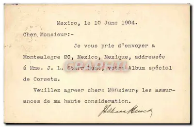 México — Carta postal enviada a Paris — República Mexicana — Verso