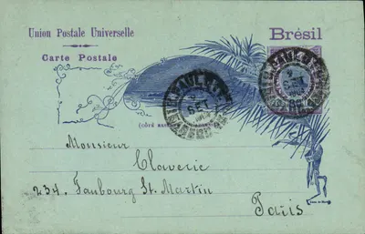 Brasil — Carta postal de São Paulo para Paris — União Postal Universal