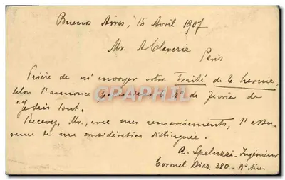 Buenos Aires — Carte postale multilingue avec timbre argentino — Union Postale Universelle — Verso