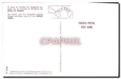 S.S. Kungsholm — Trava da Canal do Panamá — editor Mirro Mrome — Verso