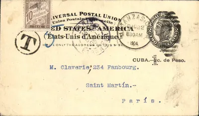 Entier 1905 Matanzas para Paris