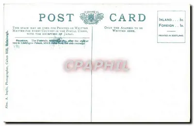 Fontanna przy Pałacu Holyrood, Edynburg — seria III — wydawca A. Ingis, Calton Hill — Rewers