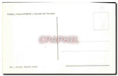 Tivoli - Villa d'Este — Cipressen vanaf het Terrazzo — Uitg. L. Provizzi — Achterkant