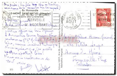 Wnętrze Sali Rycerzy — Mont-Saint-Michel — Wydawnictwo CREFF — Rewers