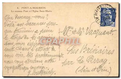 Pont-a-Mousson — Le nouveau pont et l'église Saint-Martin — Les Éditions J'Applaudir - Nancy — Rückseite