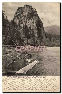 Castle Rock, Rio Columbia — Oregon — Pub. by The J. K. Gill Co., Portland, Oregon. Made in Germany