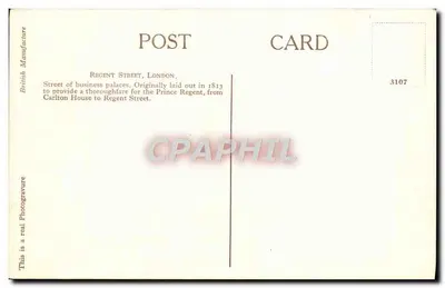 Regent Street, Londyn — wizja perspektywiczna — British Manufacture, n° 3107 — Rewers