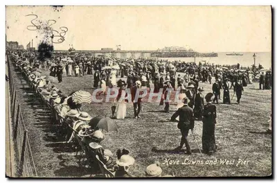 Bilhete postal antigo Hove Lawns And West Pier