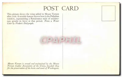 North Wing, Mount Vernon — Mostrando Janela Palladiana — MT. V. L. A. OF THE U. n° 34 — Verso