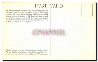Sala de estar de Martha Washington — Mount Vernon — MT. V. L. A. OF THE U. — Reverso