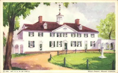 West Front, Mount Vernon — vista pintada — MT. V. L. A. OF THE U. n° 1934