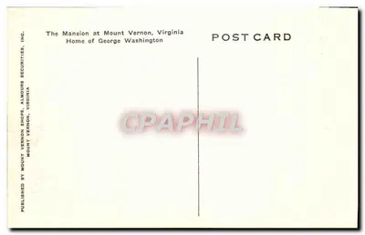 Casa de George Washington — Mount Vernon, Virgínia — Publicado por Mount Vernon Shops, Almours, Virgínia — Verso