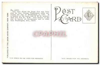 Quartel-General do Geral Washington — Washington D.C. — Union News Company, n° 61551 — Verso