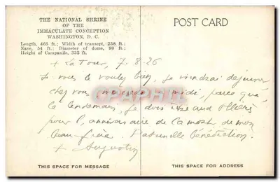 O Santuário Nacional da Imaculada Conceição — Washington D.C. — CPAPHIL — Verso