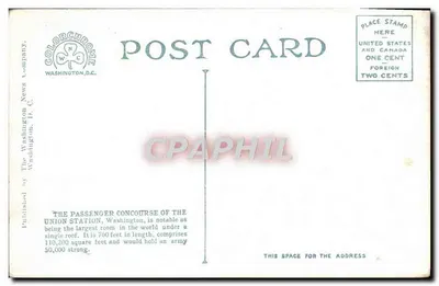 Concurso da Estação Union — Washington, D.C. — Publicado pela The Washington News Company — Verso