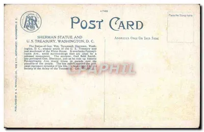 Statua Shermana i U.S. Treasury, Washington D.C. — B. S. Reynolds Co. — Rewers