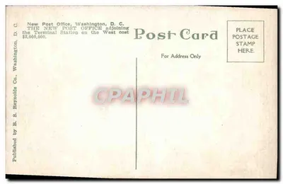 Novo Escritório Postal, Washington, D.C. — editor B. S. Reynolds Co. — n° de série 5714 — Verso