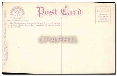 Monumento de Washington, Washington, D.C. — Ambrichrome News Company, No. M-3326 — Verso