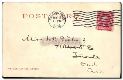 Fountain Square, Cincinnati, O. — widok miejski z fontanną i tramwajem — Detroit Photographic Co. n°8029 — Rewers