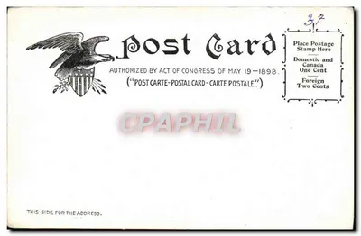 A Biblioteca do Congresso em Washington — editor: Illustrated Postal Card Co., New York, n° 1108 — Verso