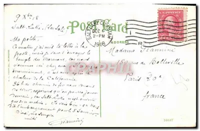 Mormon Tabernacle, Salt Lake City, Utah — cartão postal colorido, editado por E.C. Kopp Co., Milwaukee — Verso