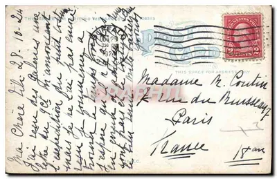 Scène le long de la route postale, Port Chester, N.Y. — vue d'un étang entouré d'arbres, éditeur non visible, n° de série non lisible — Verso