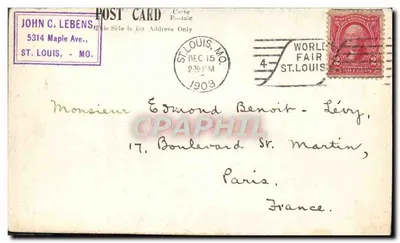 Capitólio de Saint-Louis — Editor A. Belle & Co. — N° 1465 — Verso