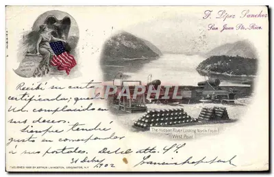 Vue du fleuve Hudson — West Point — éditeur ARTHUR LIVINGSTON, N.Y.