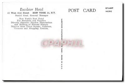 Excelsior Hotel - 45 W. 81st St. New York City — Lumitone Photoprint, New York — Rewers