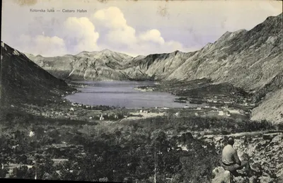 Bilhete postal antigo Grand Format Kotorska luka Cattaro Hafen 27 * 18 cm