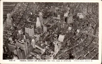 Distrito Financeiro e Centro, Nova Iorque — visão aérea — Fairchild Aerial Surveys Inc. n° 10781-79